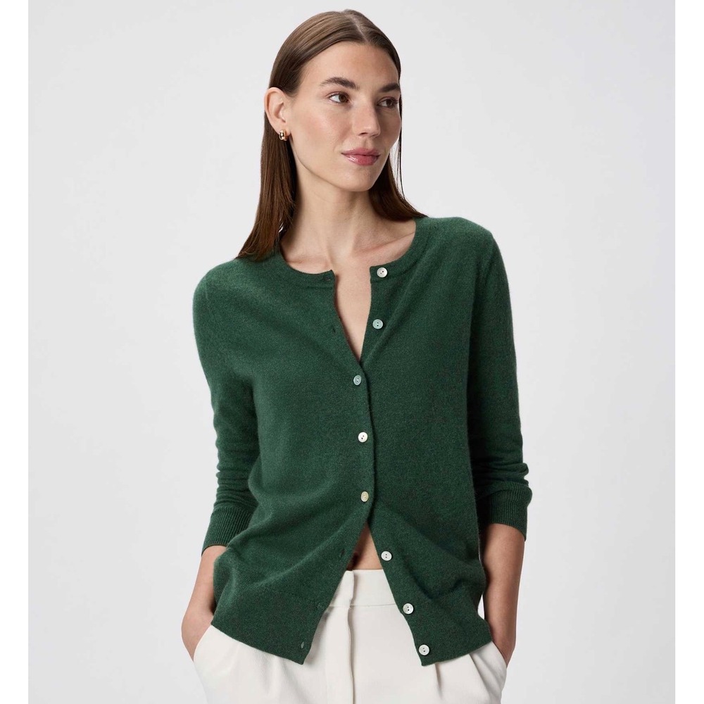 Quince Mongolian Cashmere Cardigan Womens XS Forest Floor Green Button Sweater